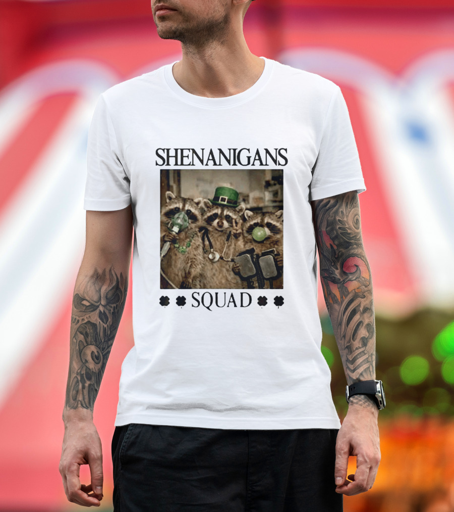 Shenanigans Squad Raccoons Funny Saint Patricks Day T-Shirt