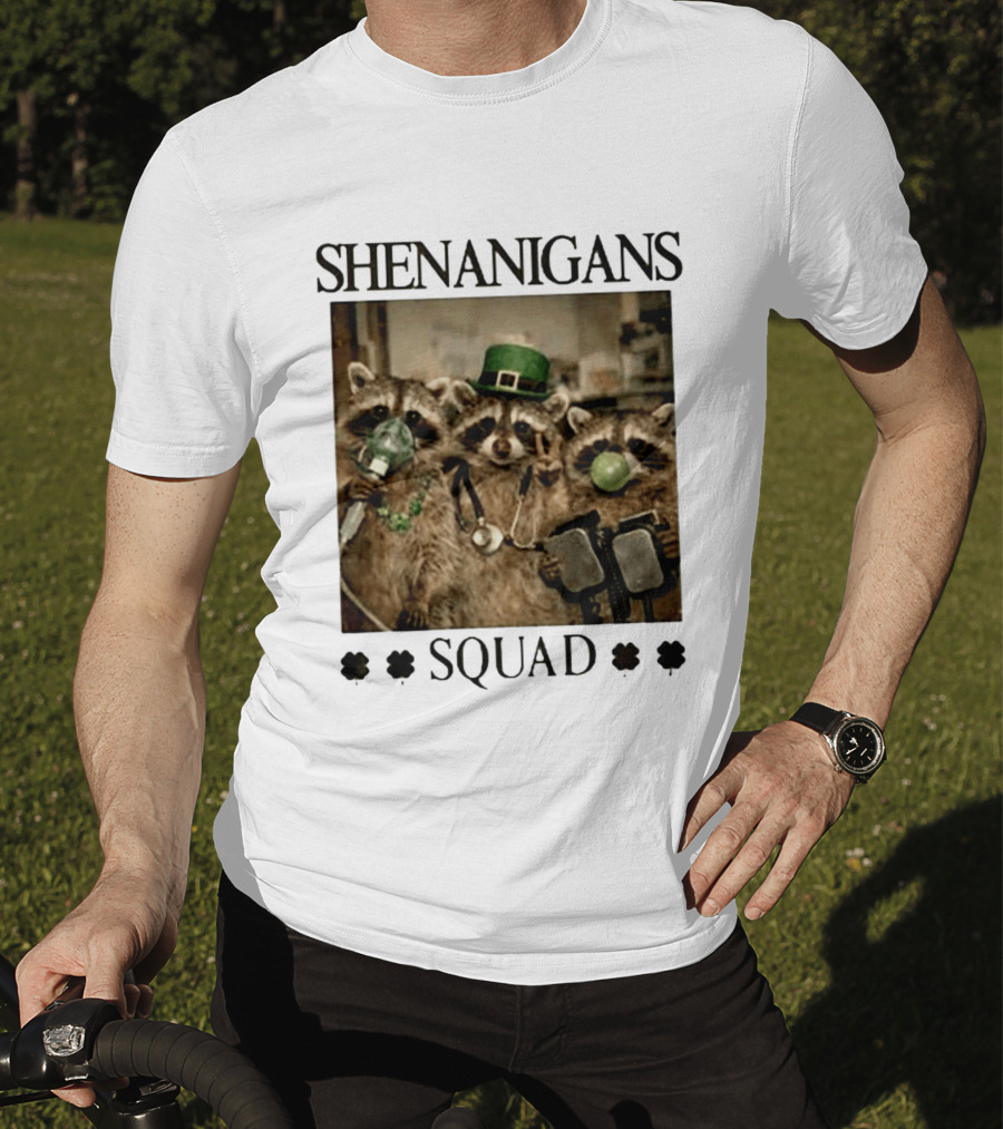 Shenanigans Squad Raccoons Funny Saint Patricks Day T-Shirt