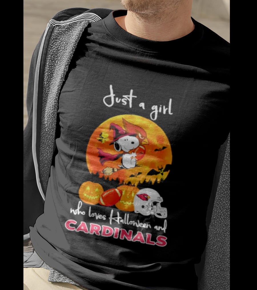 Just A Girl Who Loves Halloween And Cardinals Snoopy Woodstock Pumpkin 2026 T-Shirt