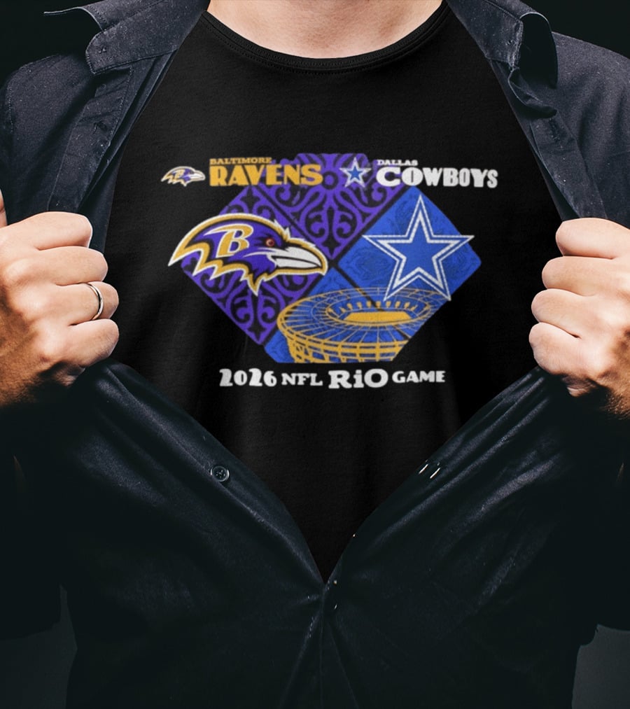 Baltimore Ravens Dallas Cowboys 2026 NFL Rio Game T-Shirt