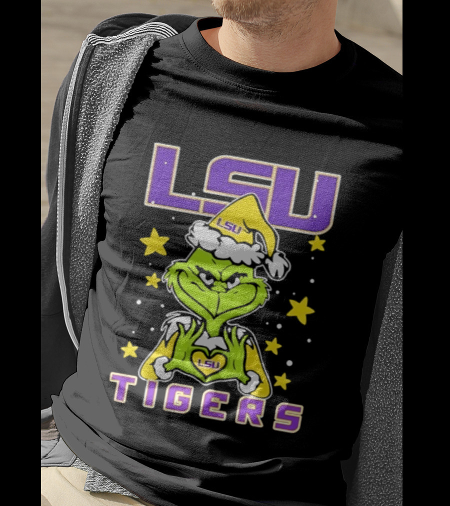 LSU Tigers Grinch Love Hands Christmas 2026 Football Holiday T-Shirt
