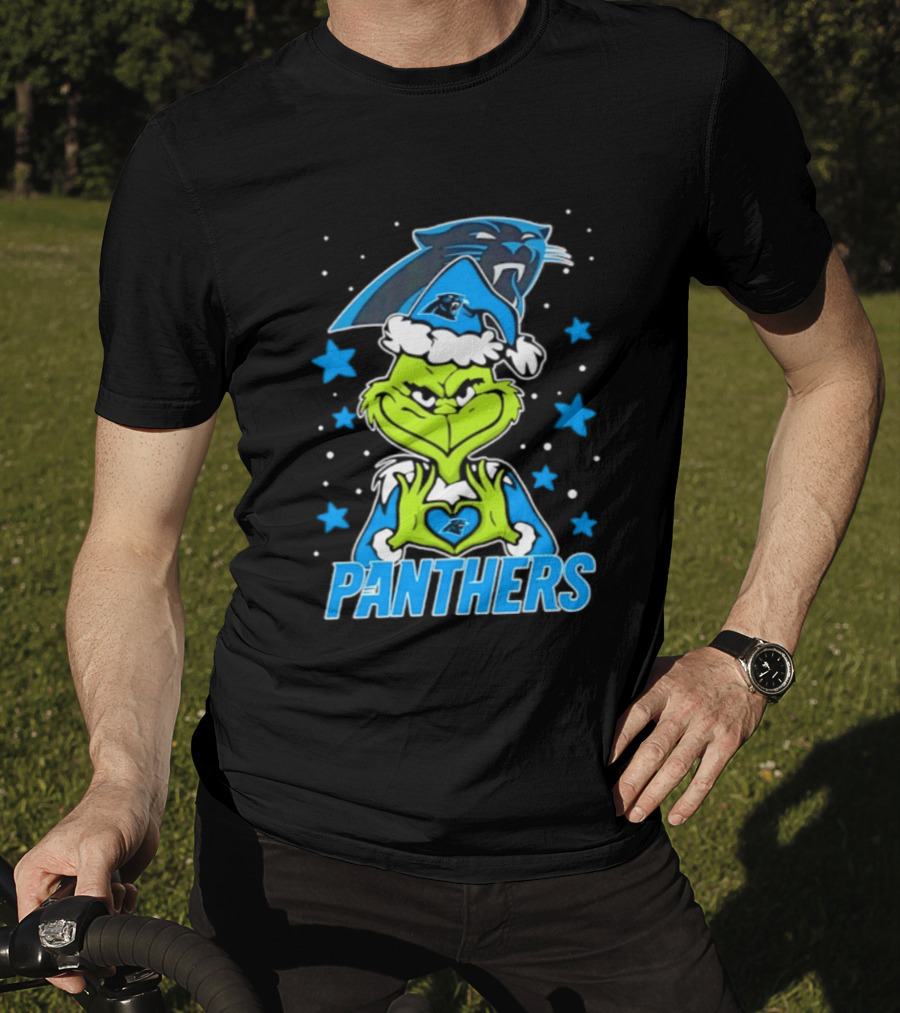 Carolina Panthers Grinch Love Hands Christmas 2026 Football Magic T-Shirt
