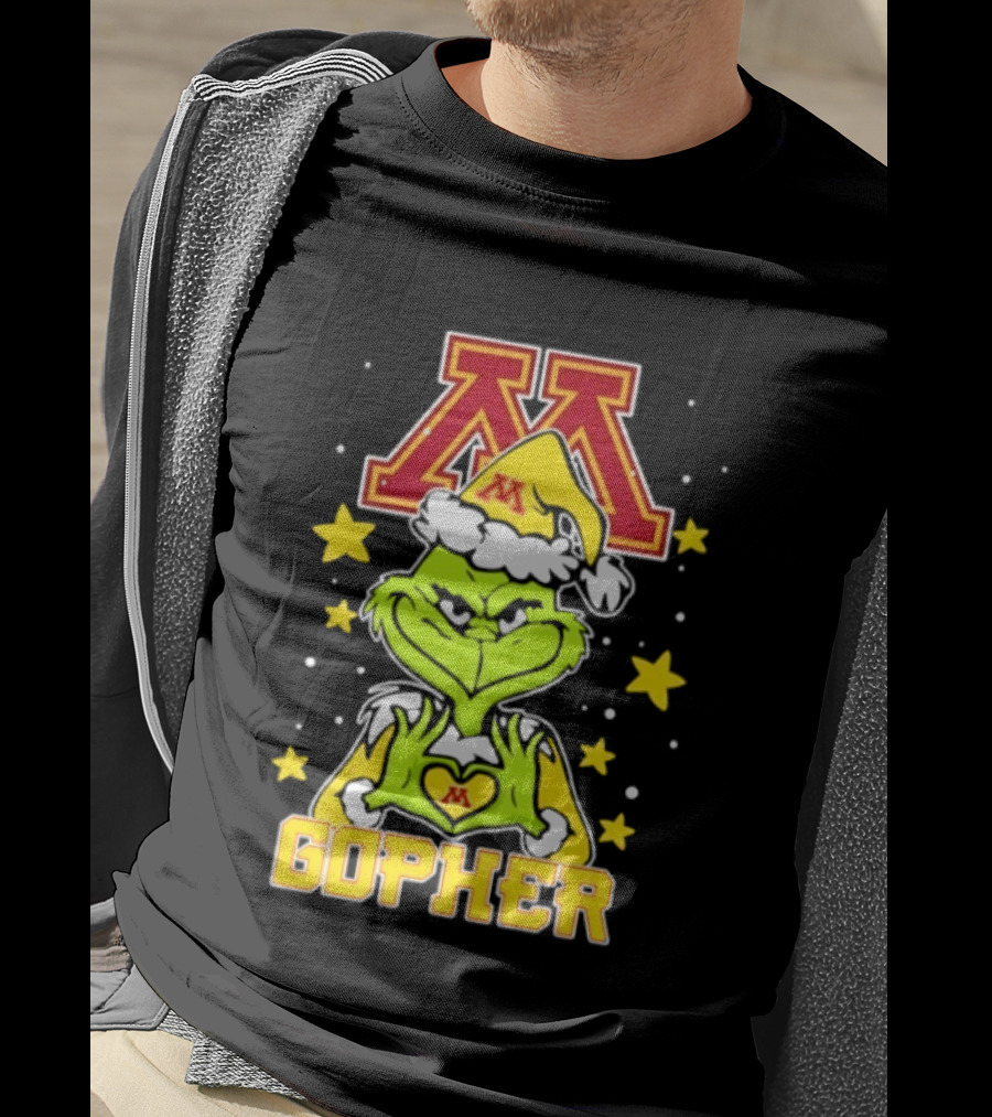 Minnesota Golden Gophers Santa Grinch Love Hands Christmas Football 2026 T-Shirt