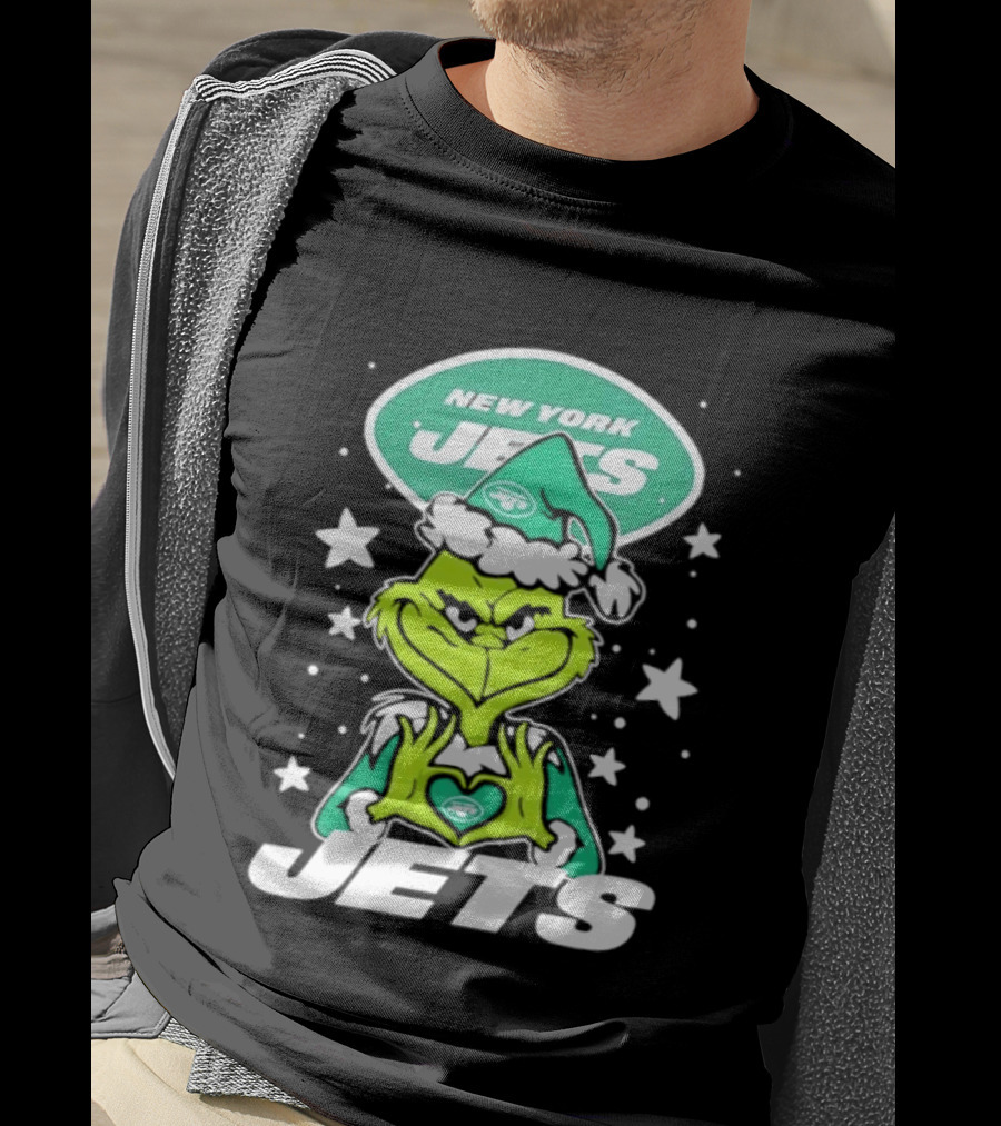 New York Jets Grinch Christmas 2026 Football Love Hands T-Shirt