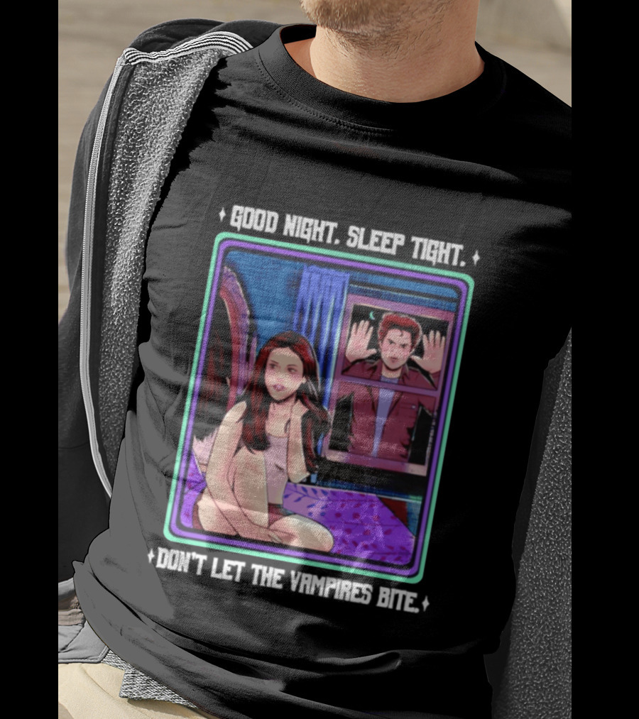 Good Night Sleep Tight Don't Let The Vampires Bite Twilight Bedroom Scene T-Shirt