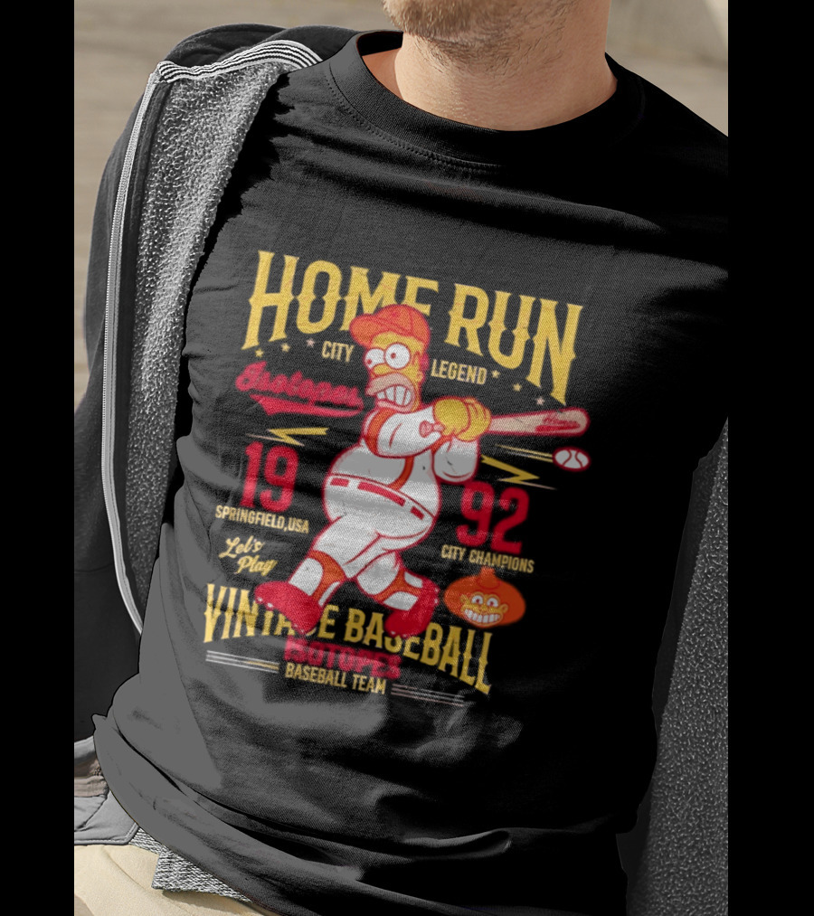 Home Run City Legend Springfield USA 1992 Let's Play Vintage Baseball Team T-Shirt