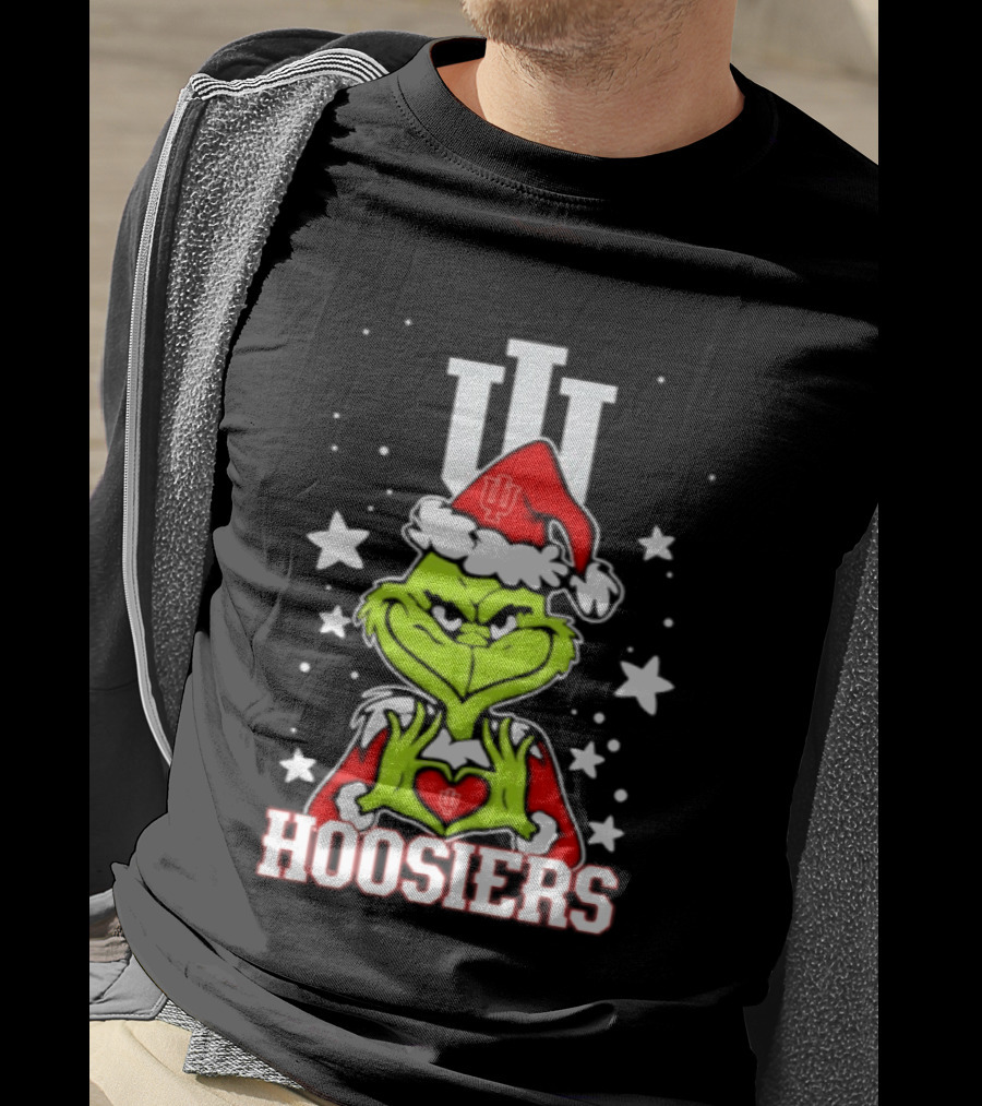 Indiana Hoosiers Grinch Christmas Love Hands 2026 Football T-Shirt