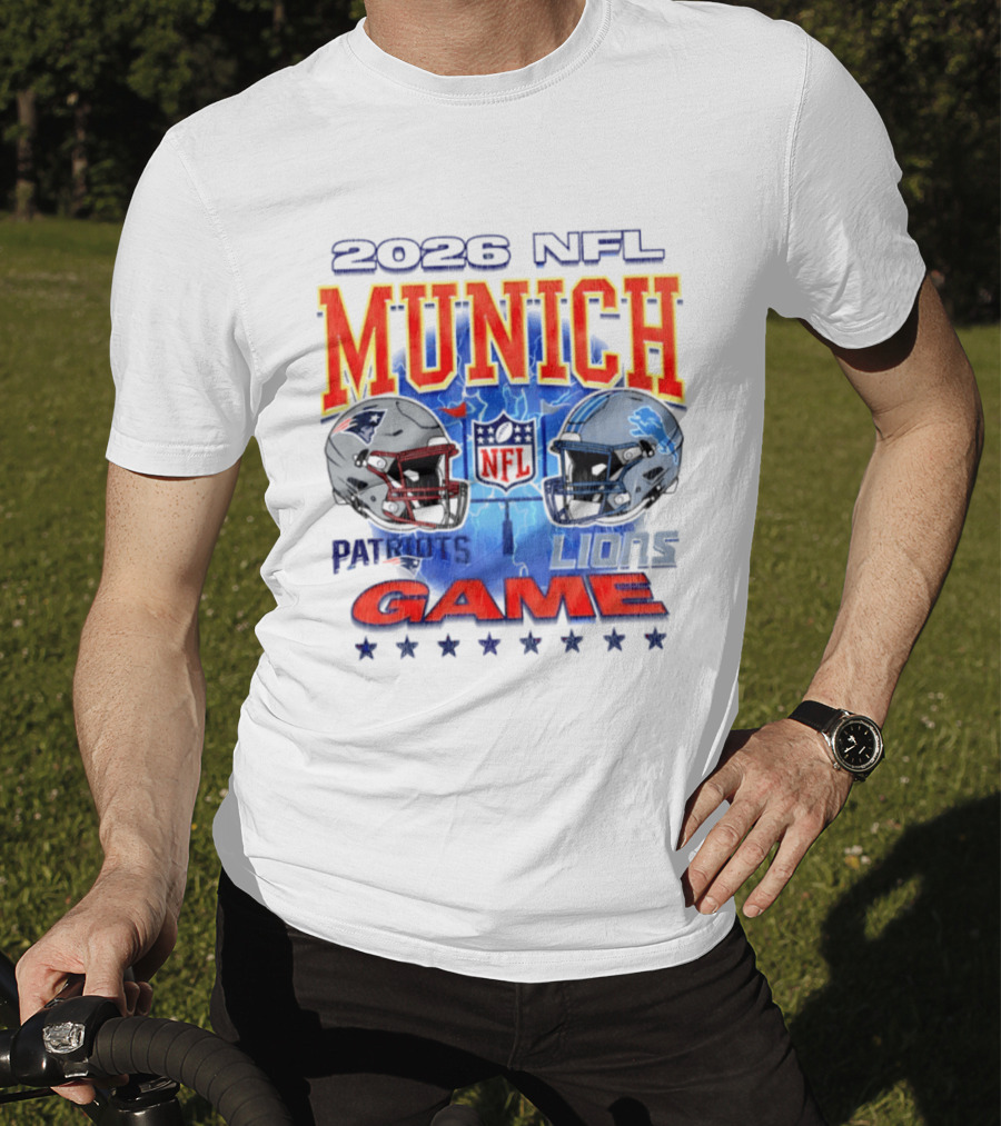 2026 NFL Munich Game New England Patriots Vs Detroit Lions Helmets T-Shirt