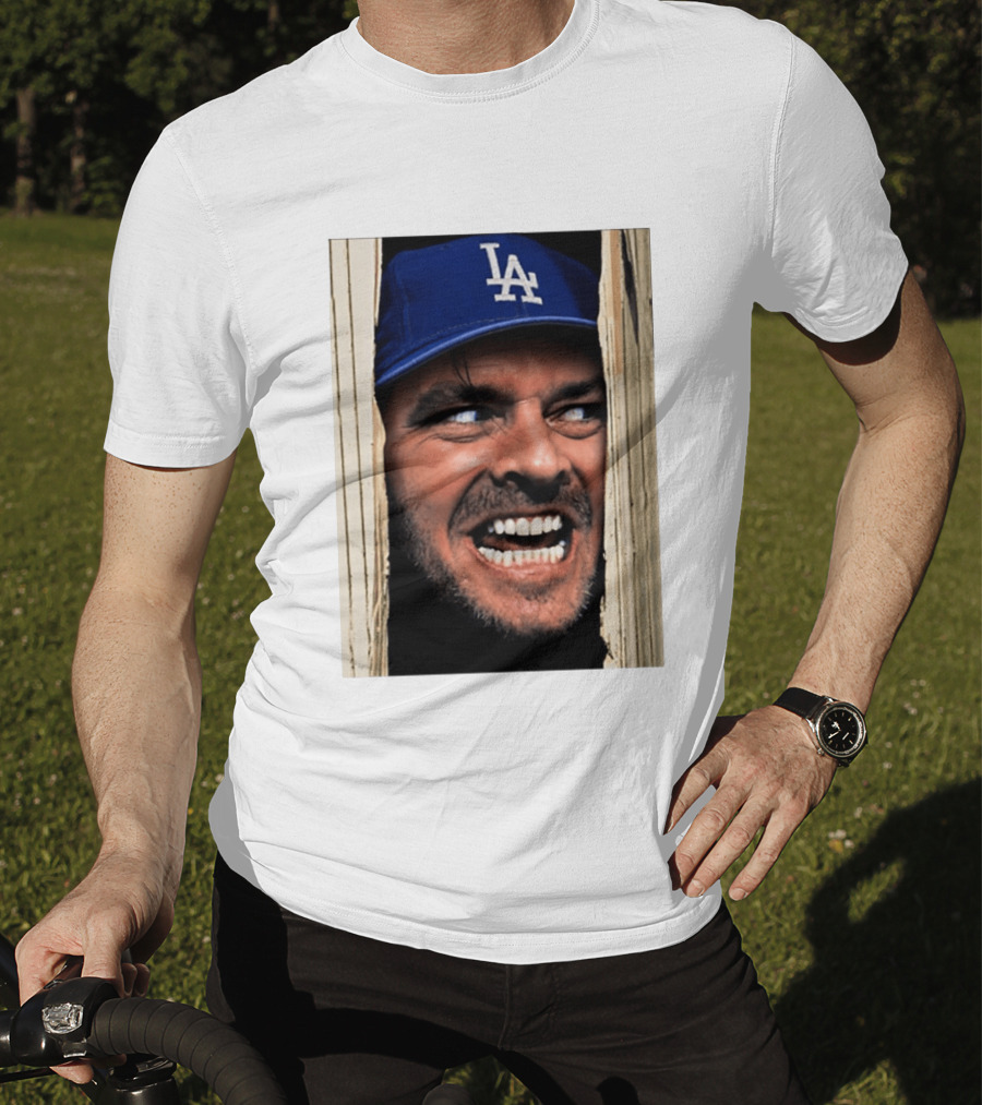 Jack Torrance LA Dodgers Hat Here's Johnny The Shining Baseball T-Shirt