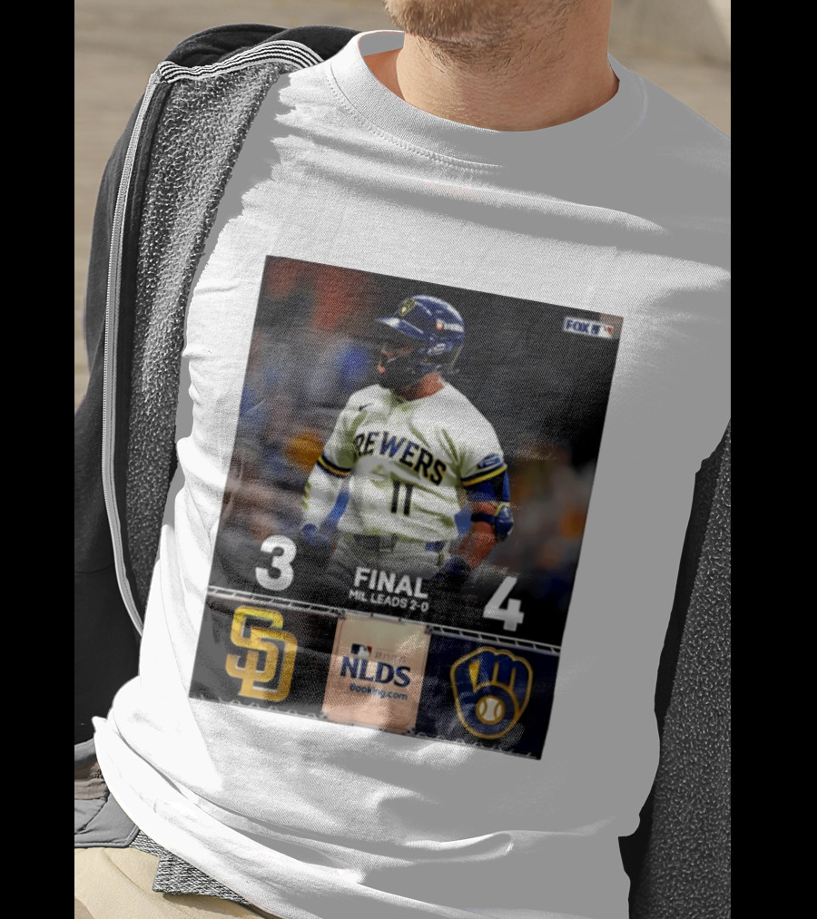 Milwaukee Brewers Vs San Diego Padres 4 3 Game 2 2026 NLDS Final Score MIL Leads 2 0 T-Shirt