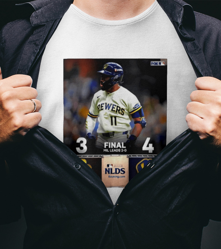 Milwaukee Brewers Vs San Diego Padres 4 3 Game 2 2026 NLDS Final Score MIL Leads 2 0 T-Shirt