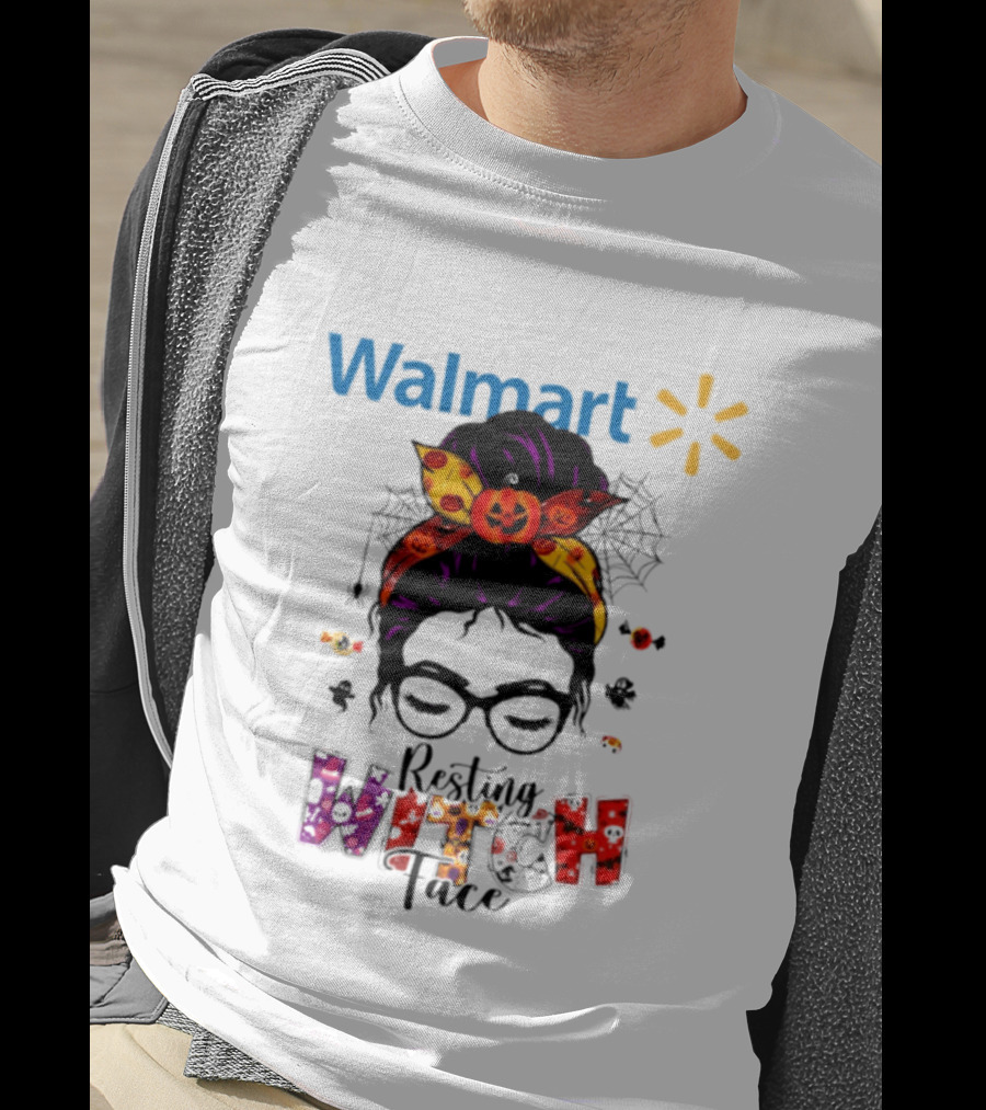 Walmart Resting Witch Face Halloween 2026 Pumpkin Glasses Fun T-Shirt