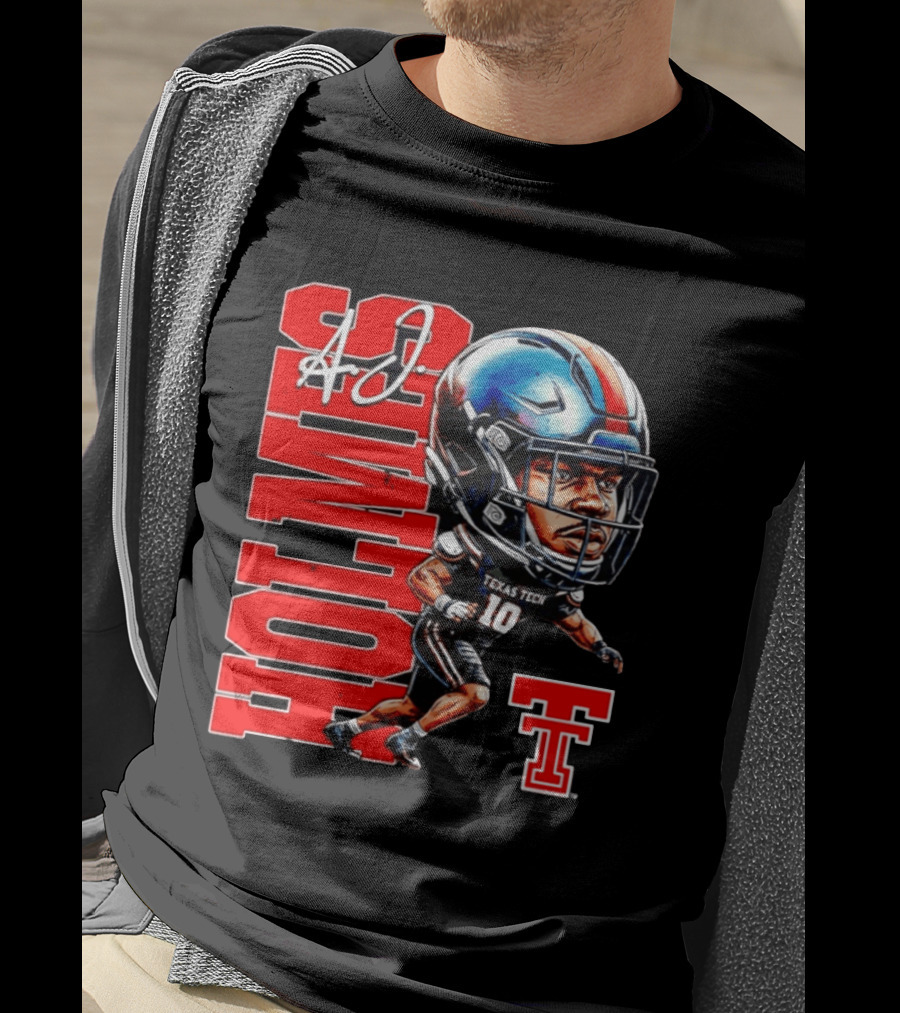 A.J. Holmes Jr Texas Tech Red Raiders Football FT NCAA Bobble Head T-Shirt