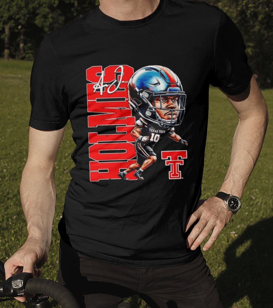 A.J. Holmes Jr Texas Tech Red Raiders Football FT NCAA Bobble Head T-Shirt
