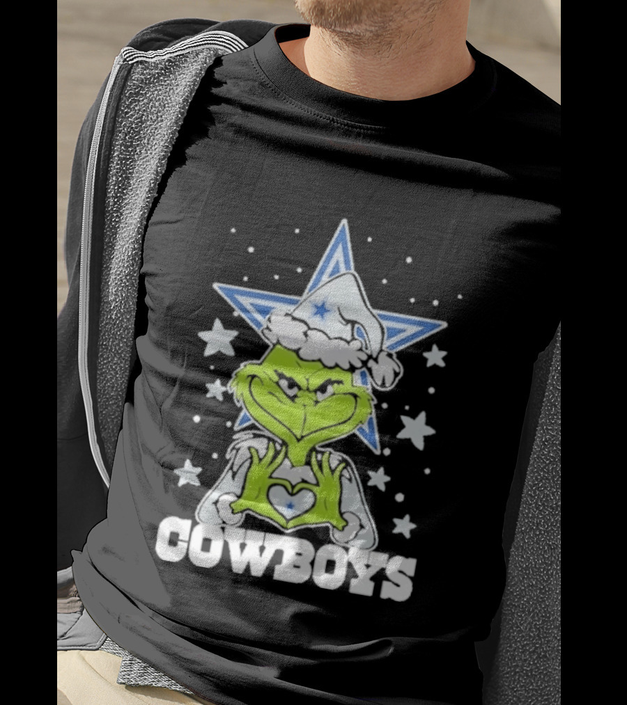 Dallas Cowboys Grinch Love Hands Christmas Star 2026 Football T-Shirt