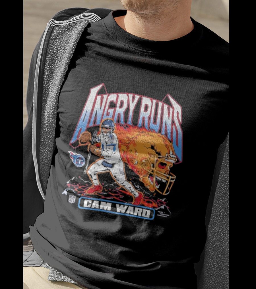 Angry Runs Cam Ward NFL Titan Flame Football Player T-Shirt