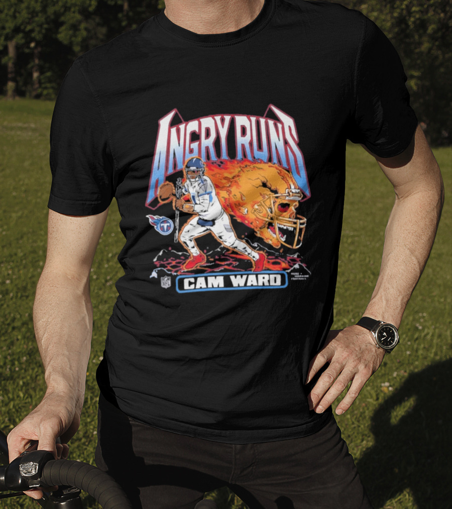 Angry Runs Cam Ward NFL Titan Flame Football Player T-Shirt