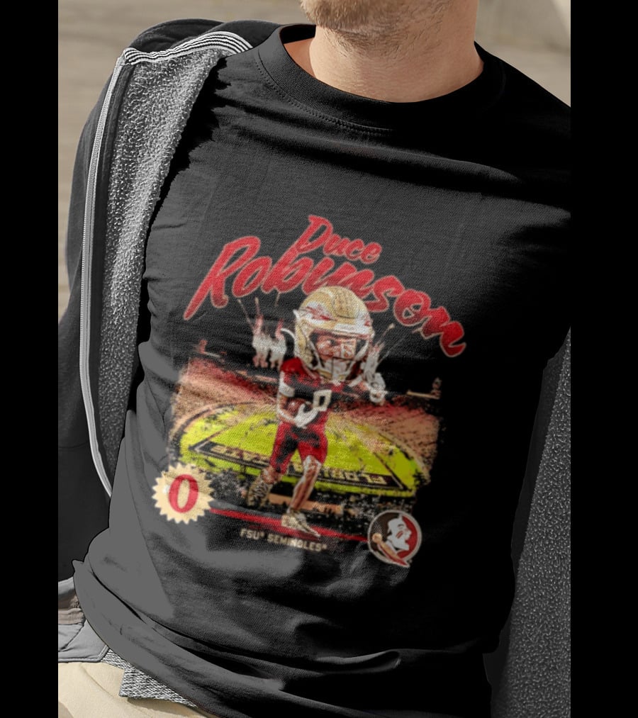 Duce Robinson Florida State Seminoles Football NCAA Stadium Caricature Number 0 T-Shirt