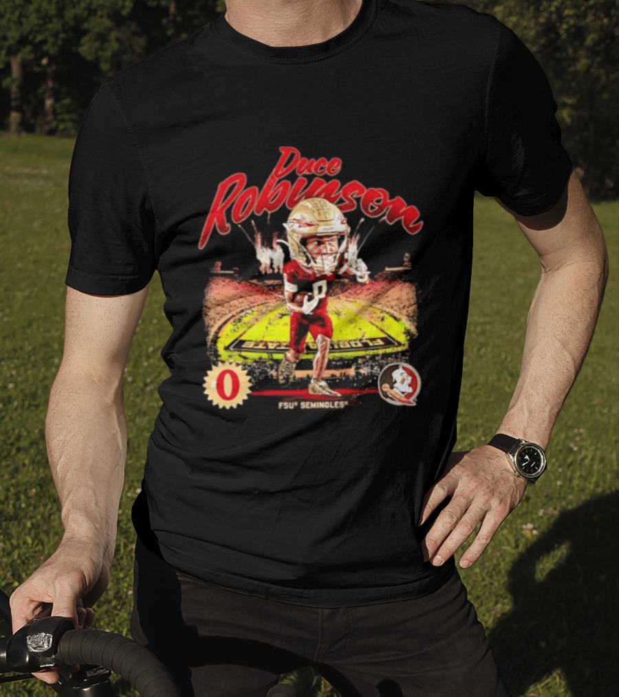 Duce Robinson Florida State Seminoles Football NCAA Stadium Caricature Number 0 T-Shirt