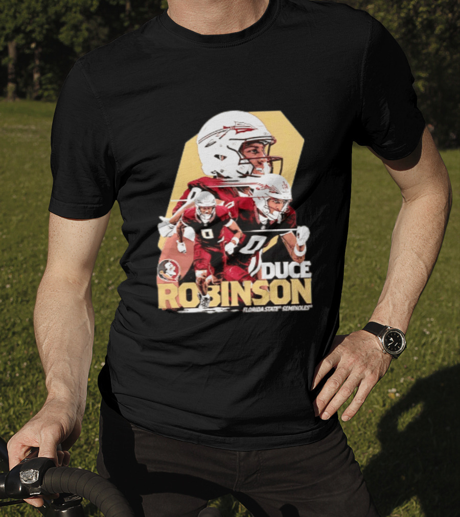 Duce Robinson Florida State Seminoles Football NCAA Player Action Montage T-Shirt