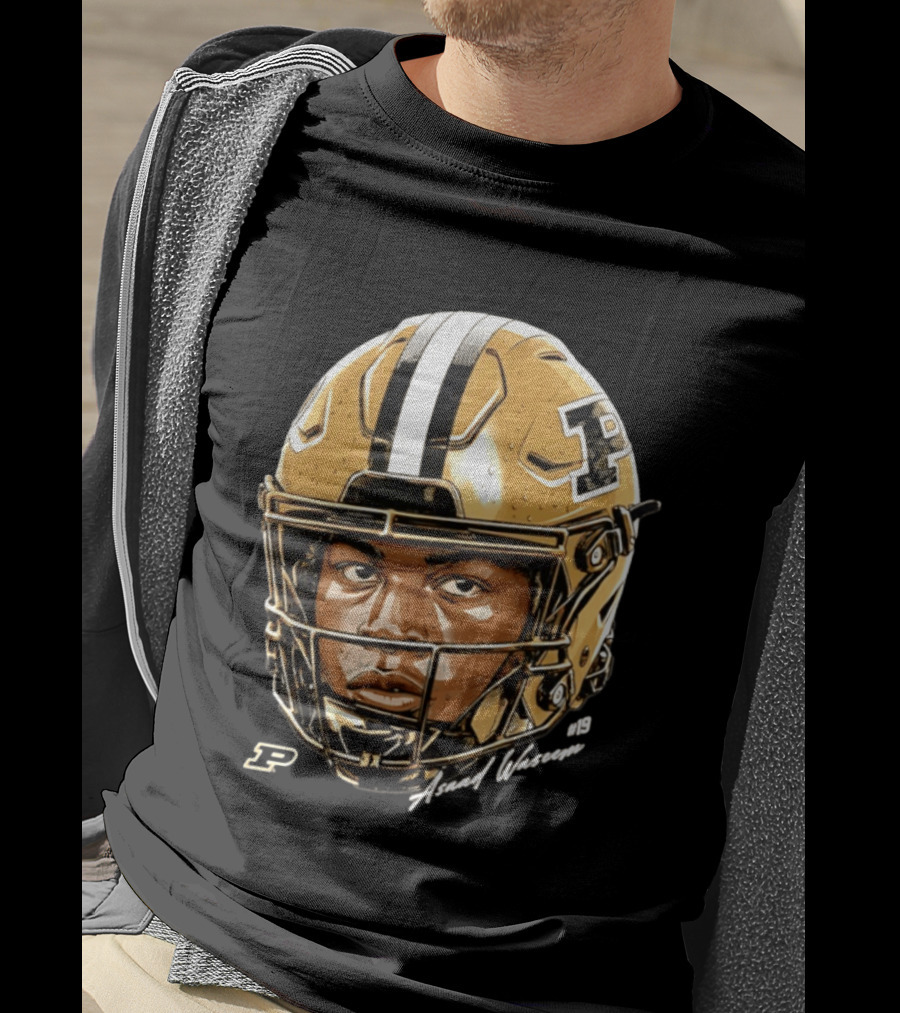 Asaad Waseem Purdue Boilermakers Football Helmet Game Face NCAA T-Shirt