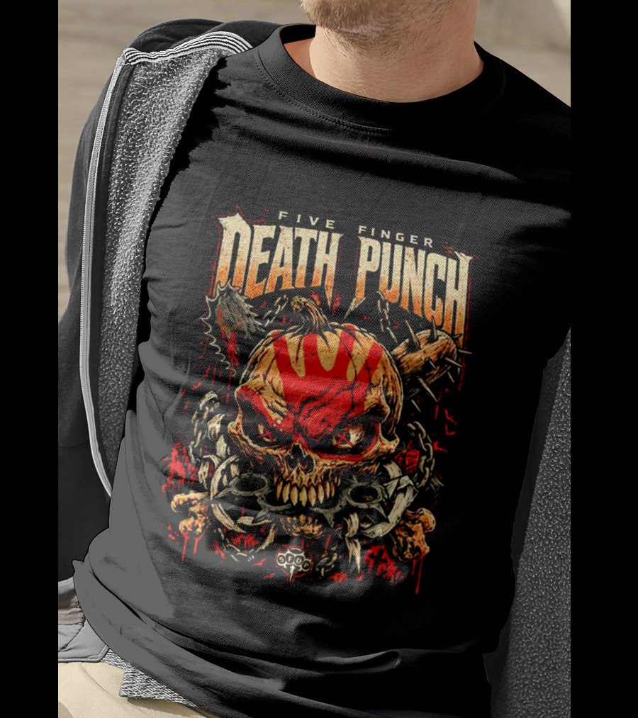 Five Finger Death Punch Knucklehead Skull With Chains Halloween 2026 T-Shirt