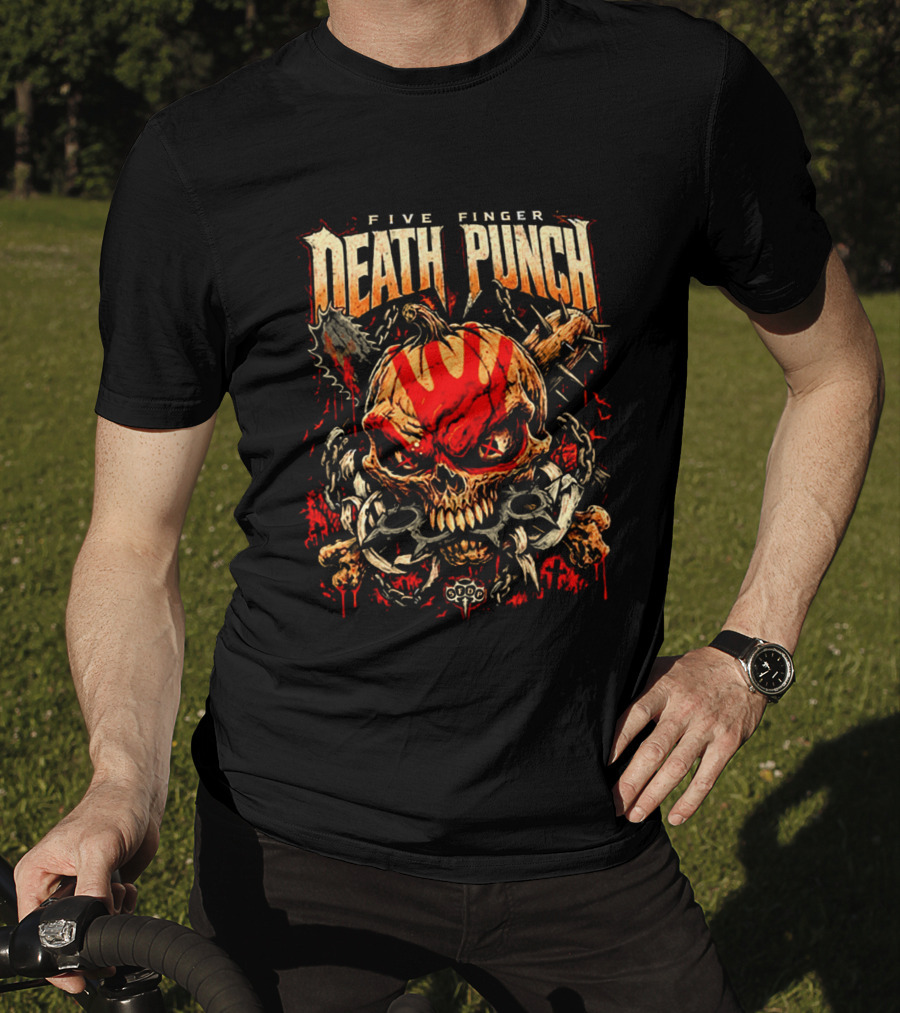 Five Finger Death Punch Knucklehead Skull With Chains Halloween 2026 T-Shirt