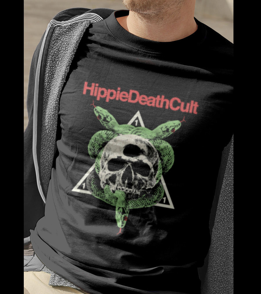 Hippie Death Cult Skull Snake Triangle Doom Metal T-Shirt
