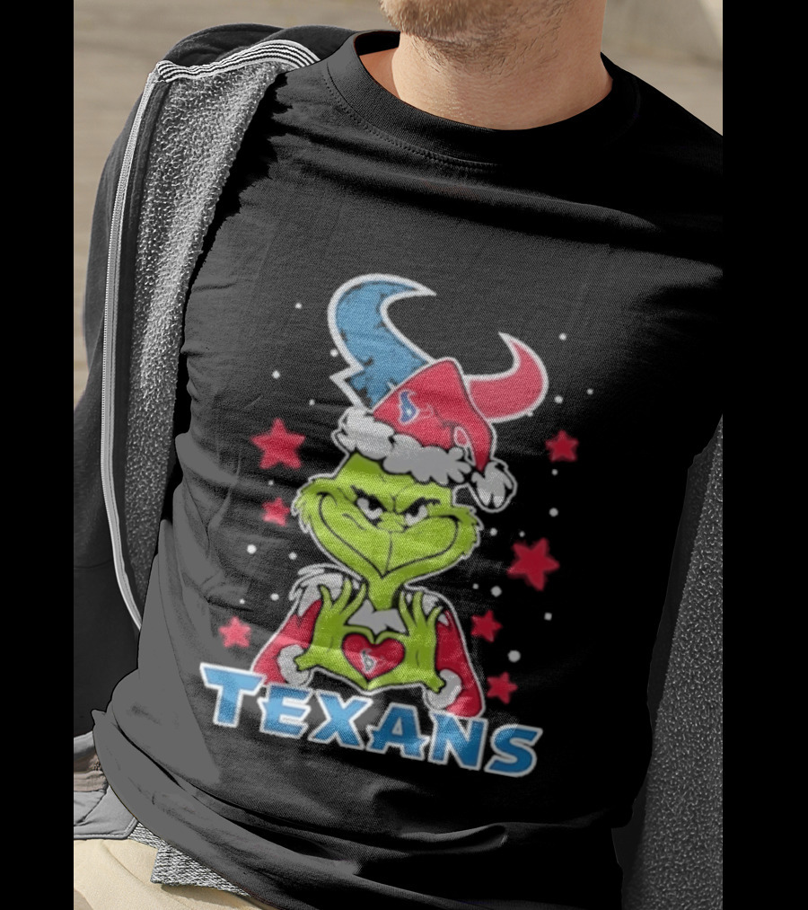 Houston Texans Grinch Love Hands Christmas Football 2026 T-Shirt