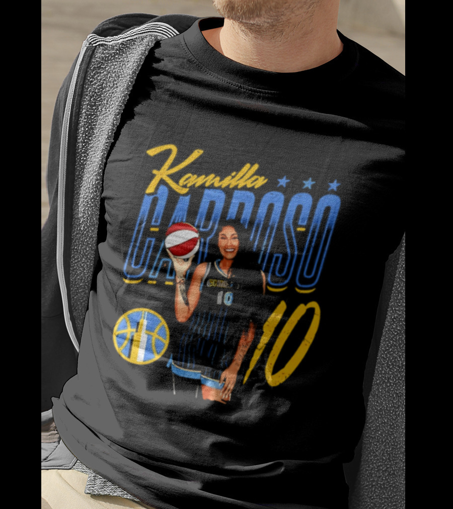 Kamilla Cardoso Chicago Sky 10 WNBA Player With Basketball T-Shirt