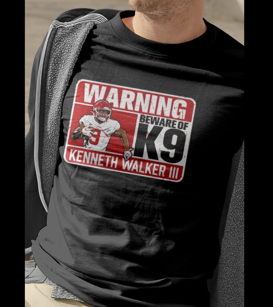 Kenneth Walker III Warning Beware Of K9 Football Player T-Shirt