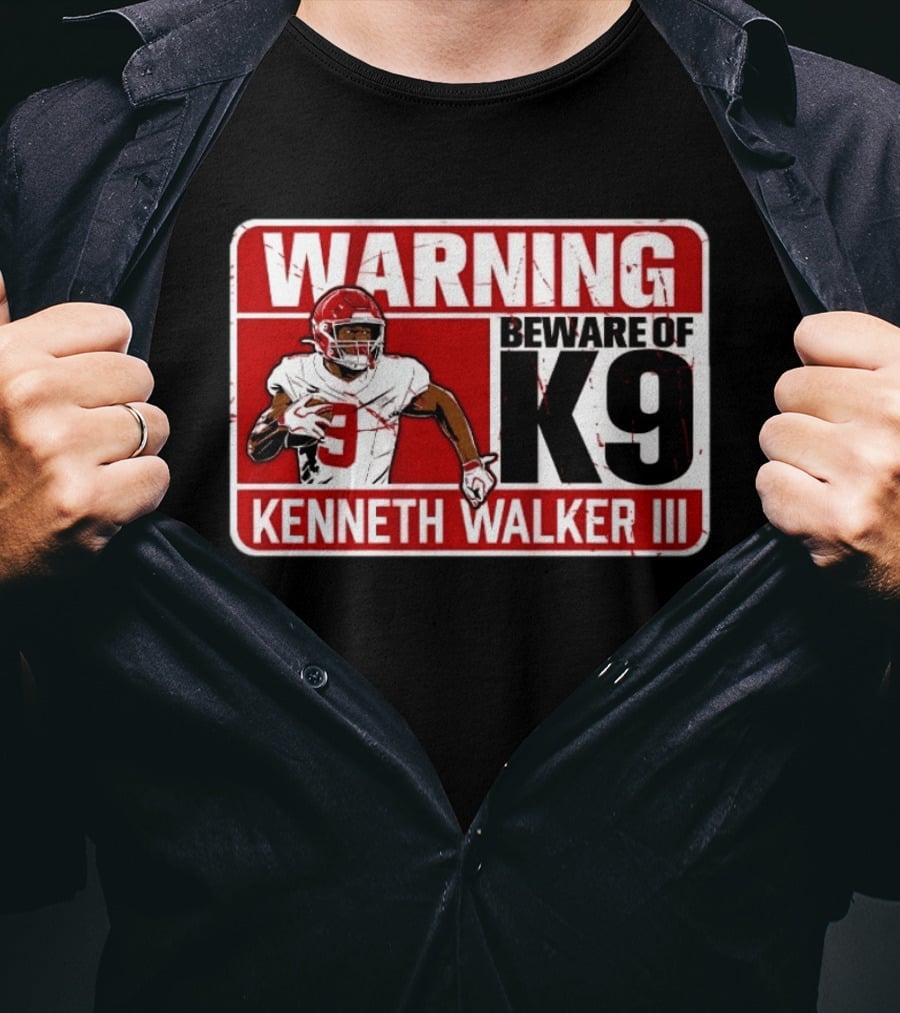 Kenneth Walker III Warning Beware Of K9 Football Player T-Shirt