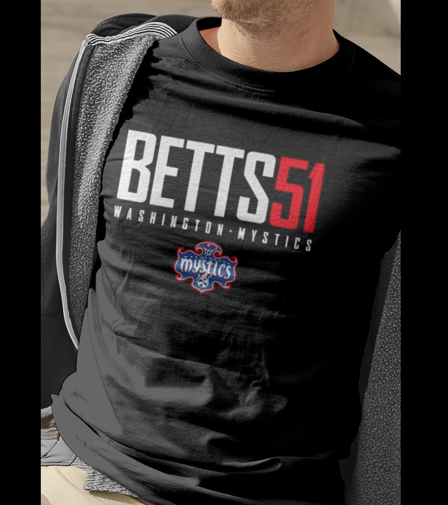 Betts 51 Washington Mystics WNBA Mystics Team Logo NBA Merchandise T-Shirt