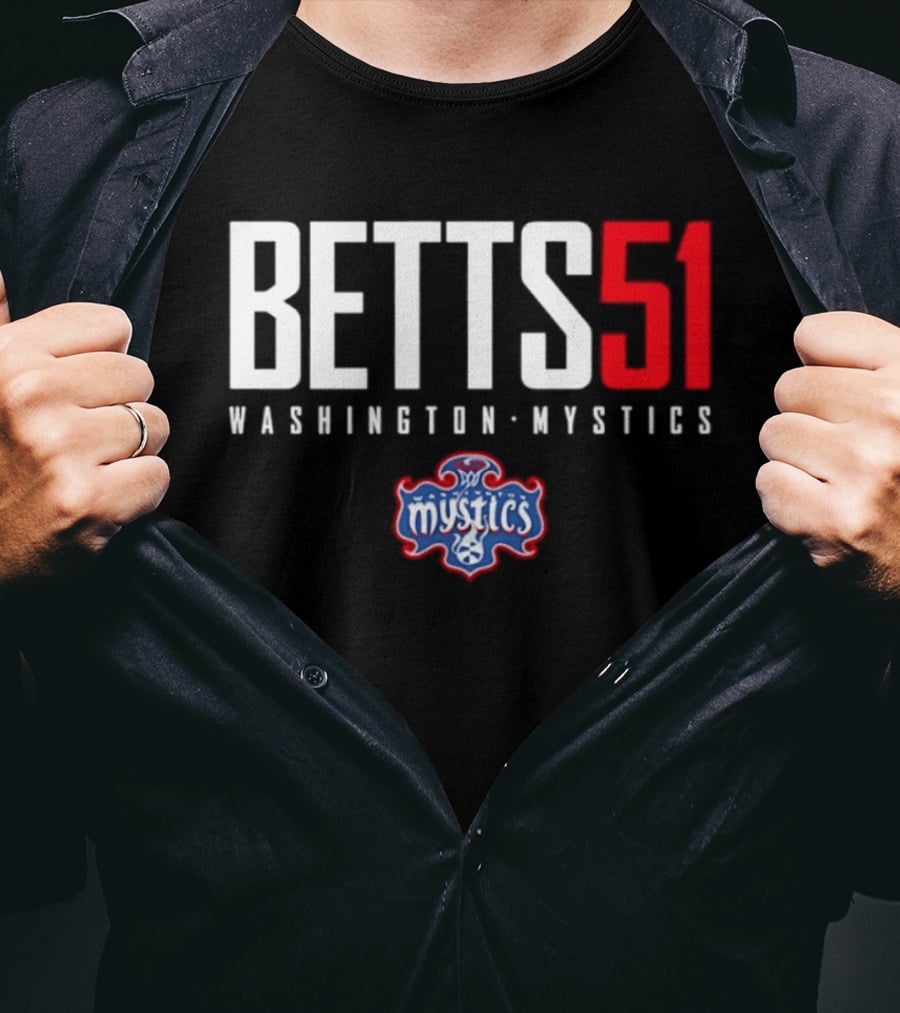 Betts 51 Washington Mystics WNBA Mystics Team Logo NBA Merchandise T-Shirt