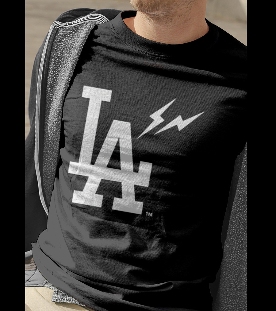 Los Angeles Dodgers Fragment LA Thunder Lightning Bolt T-Shirt