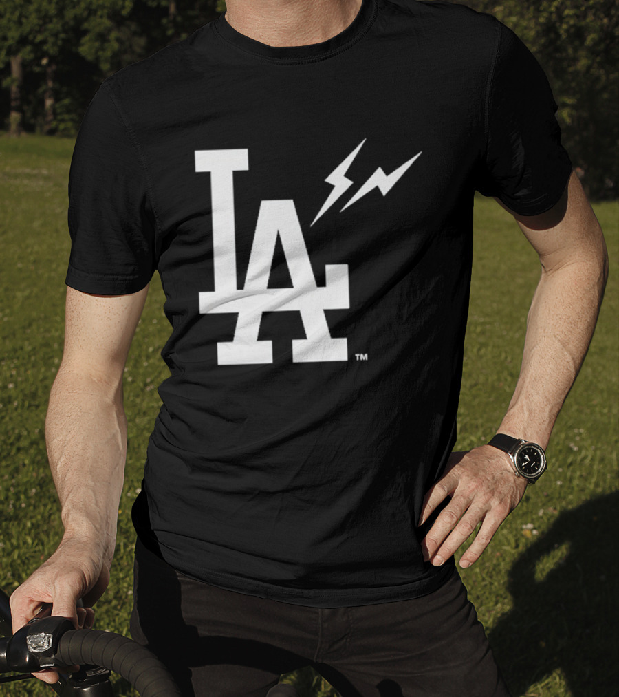 Los Angeles Dodgers Fragment LA Thunder Lightning Bolt T-Shirt