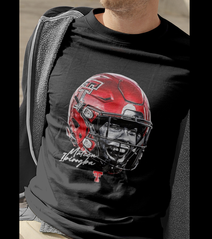 Mateen Ibirogba Texas Tech Red Raiders Football NCAA Game Face Helmet TTU T-Shirt