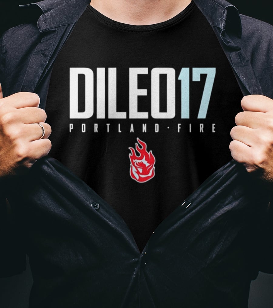 Dileo 17 Portland Fire WNBA Number Logo Red Flame T-Shirt