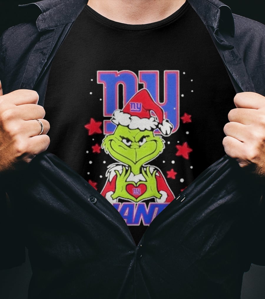 New York Giants Grinch Christmas Love Hands 2026 Football T-Shirt