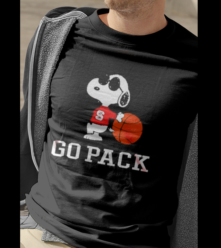 Snoopy NC State Wolfpack Basketball Go Pack T-Shirt