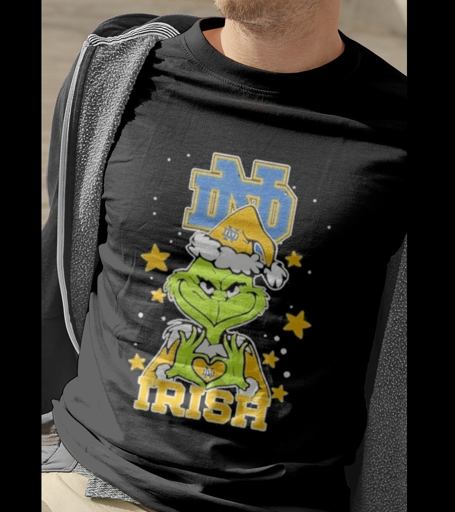 Notre Dame Fighting Irish Grinch Love Hands Christmas 2026 Football T-Shirt