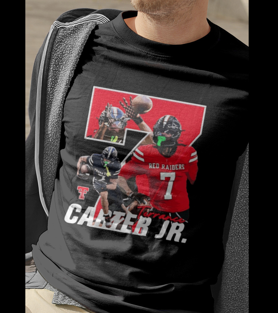 Terrance Carter Jr Red Raiders Texas Tech Football Player Collage NCAA Number 7 T-Shirt