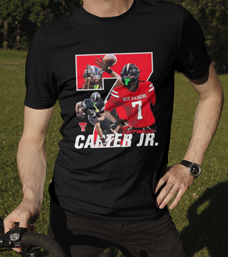 Terrance Carter Jr Red Raiders Texas Tech Football Player Collage NCAA Number 7 T-Shirt