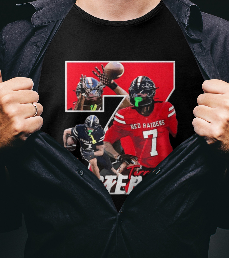 Terrance Carter Jr Red Raiders Texas Tech Football Player Collage NCAA Number 7 T-Shirt