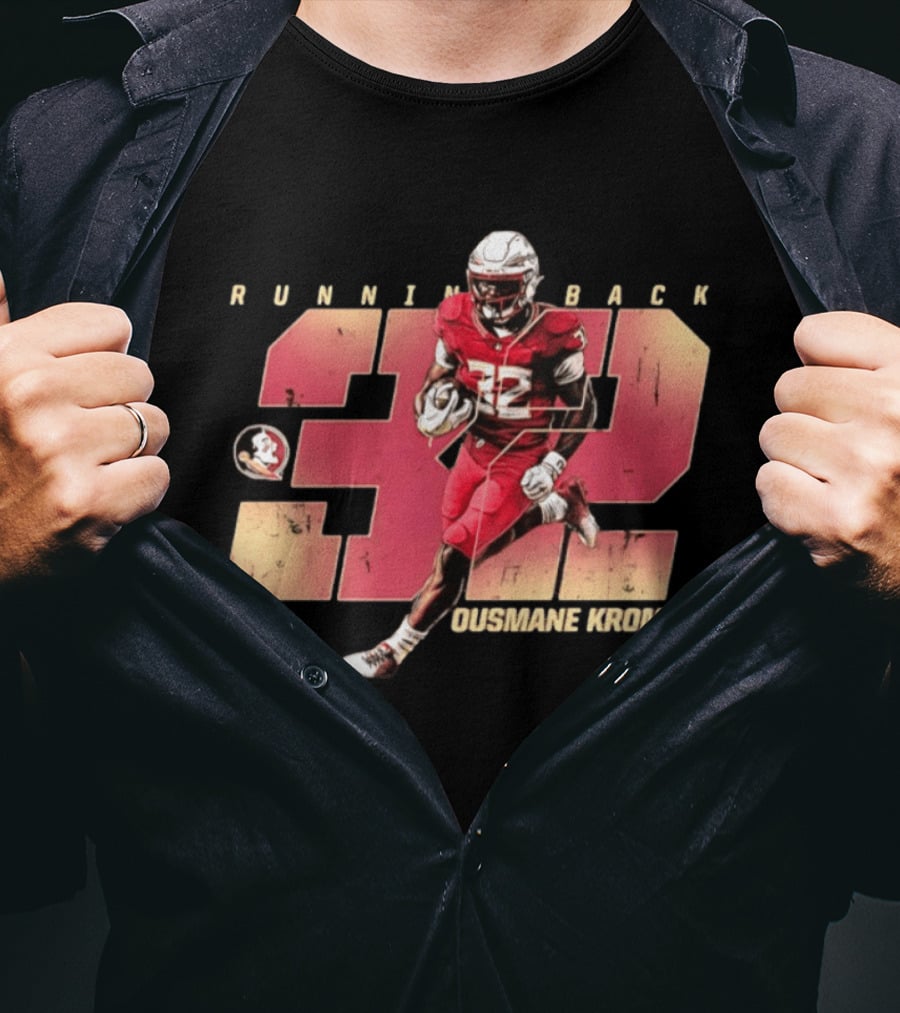 Florida State Seminoles Running Back Ousmane Kromah No 32 Football T-Shirt