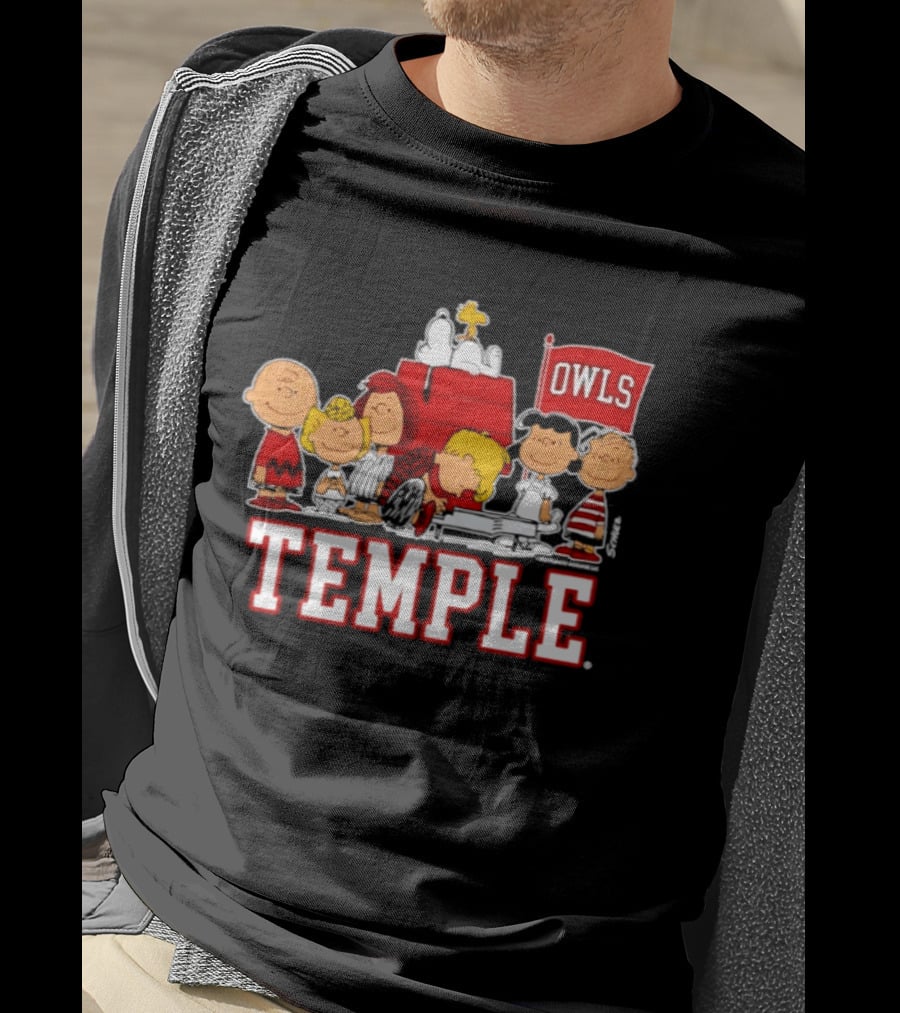Peanuts Snoopy Temple Owls Football Lucy Charlie Brown Woodstock T-Shirt