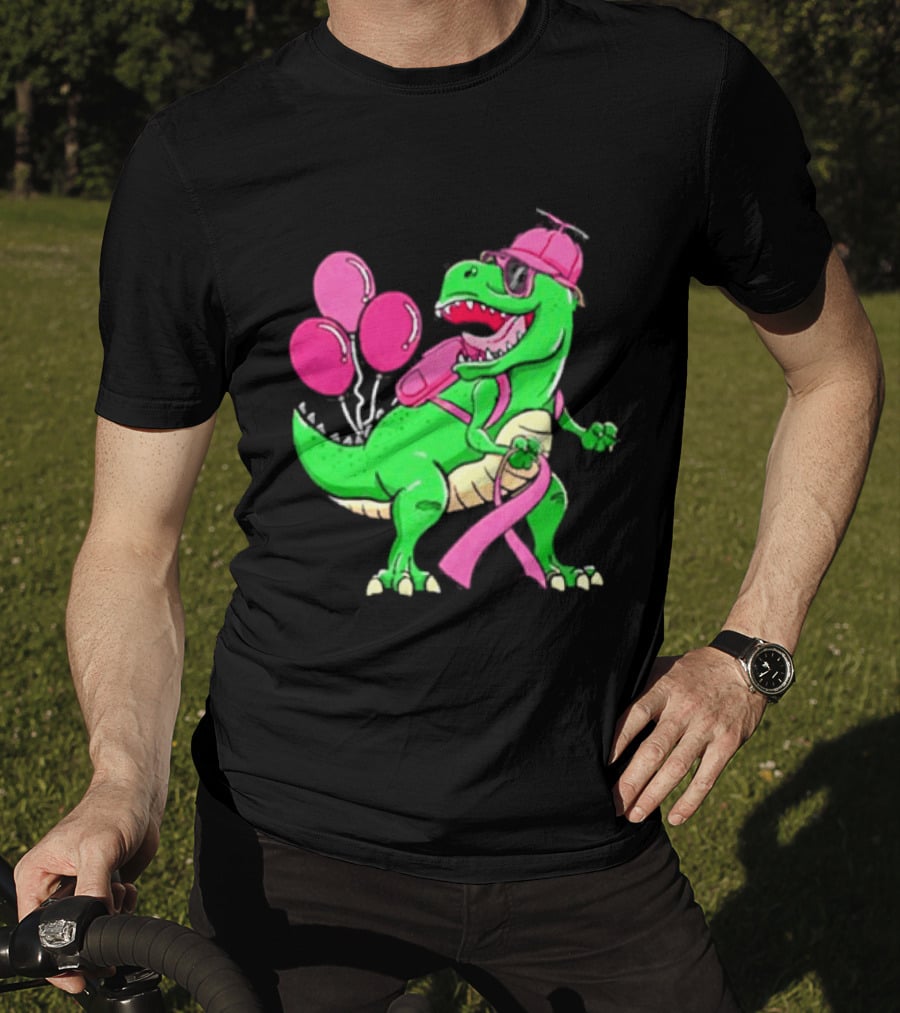 T Rex Party With Pink Balloons And Ribbon Accessories T-Shirt