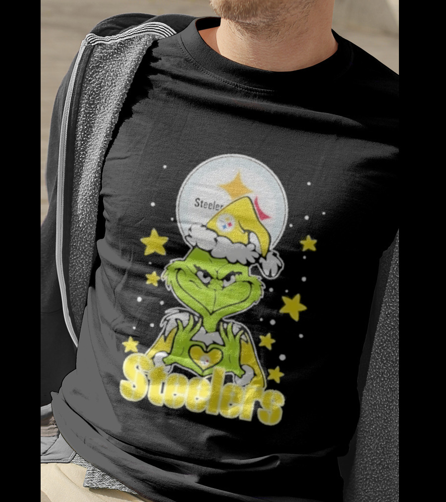Pittsburgh Steelers Grinch Christmas Love Hands 2026 Football T-Shirt