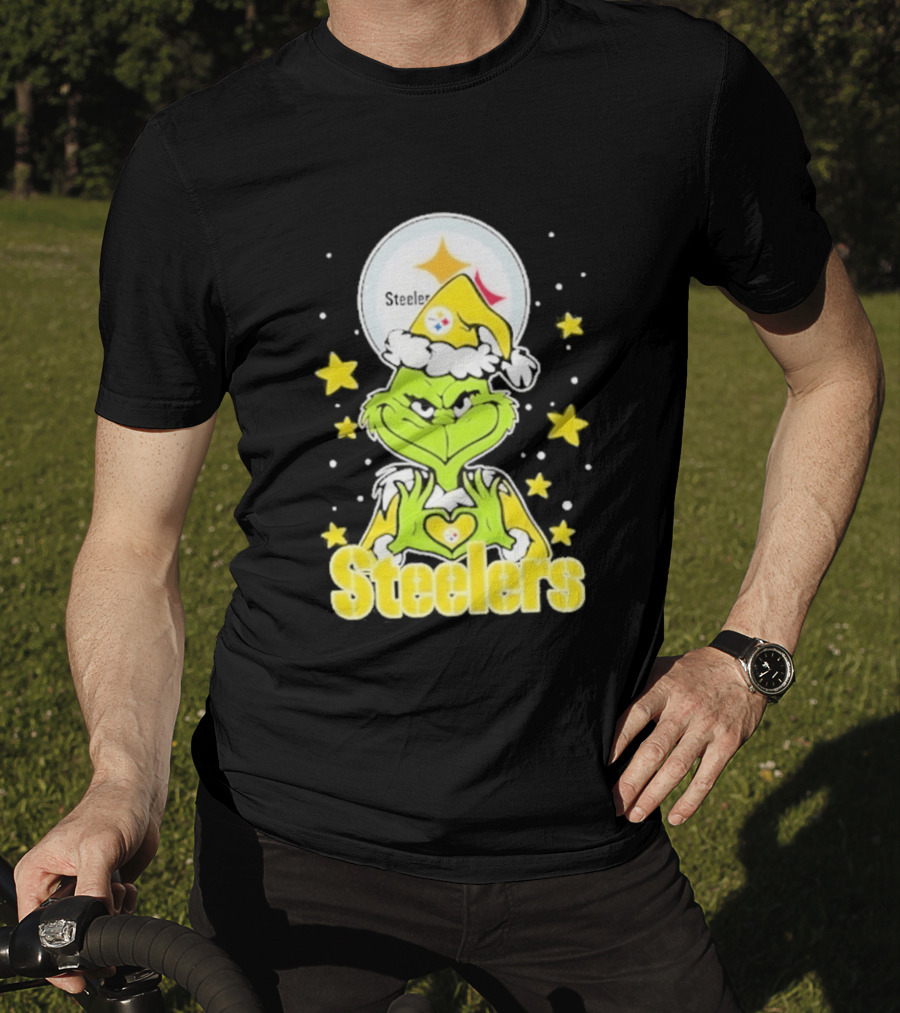 Pittsburgh Steelers Grinch Christmas Love Hands 2026 Football T-Shirt