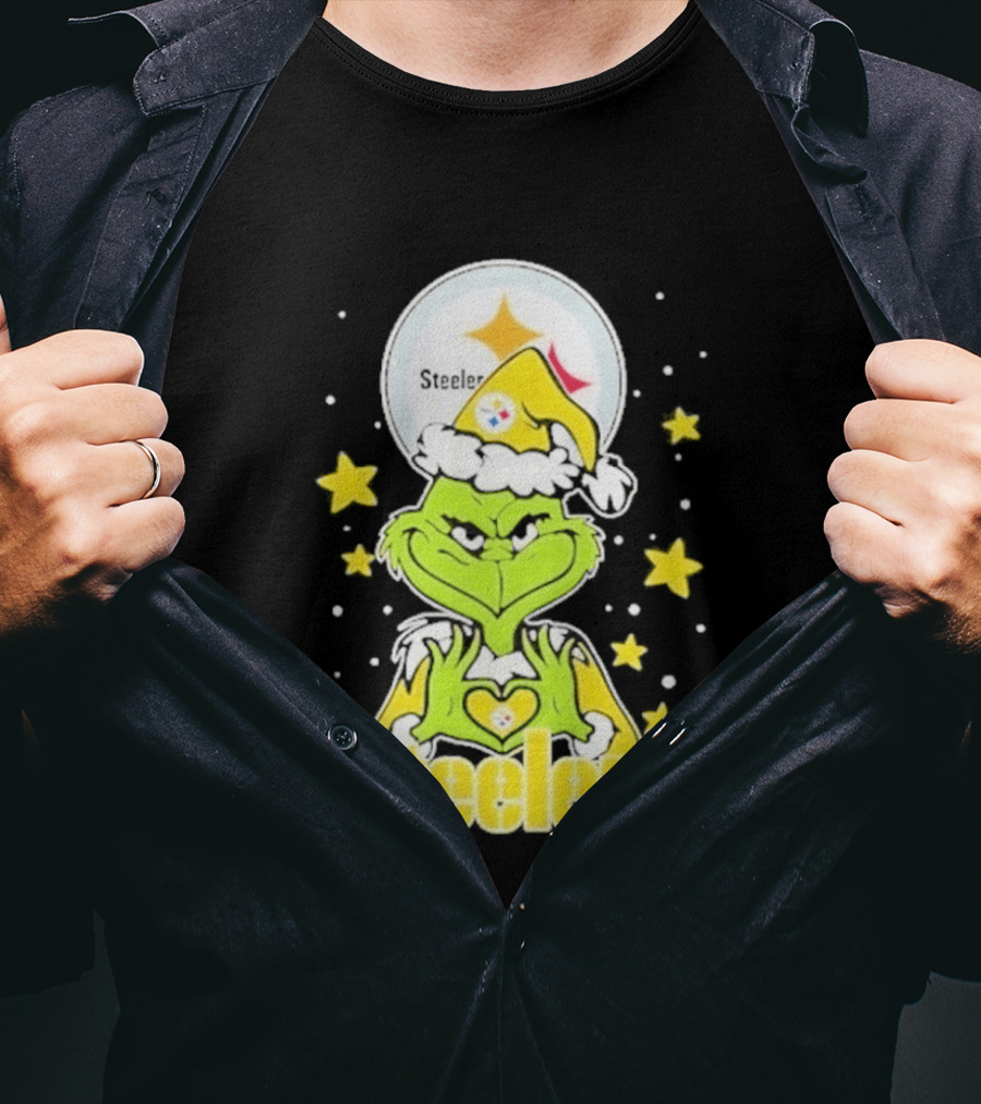 Pittsburgh Steelers Grinch Christmas Love Hands 2026 Football T-Shirt